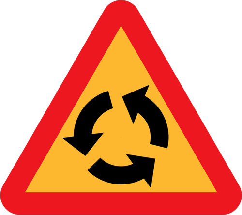 Of Roundabout Traffic Sign Warning Clipart