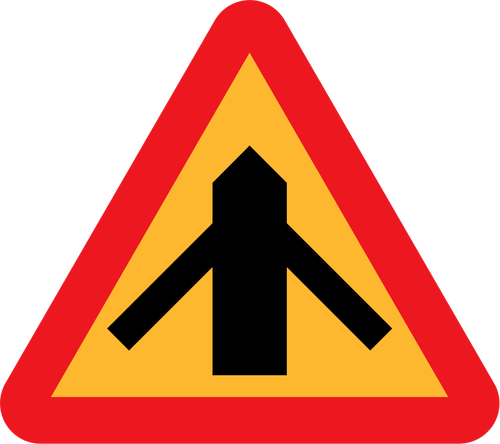 Traffic Merging From Left And Right Sign Clipart