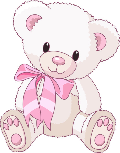 Cute Baby Girl Cute Teddy Bear Vector Clipart