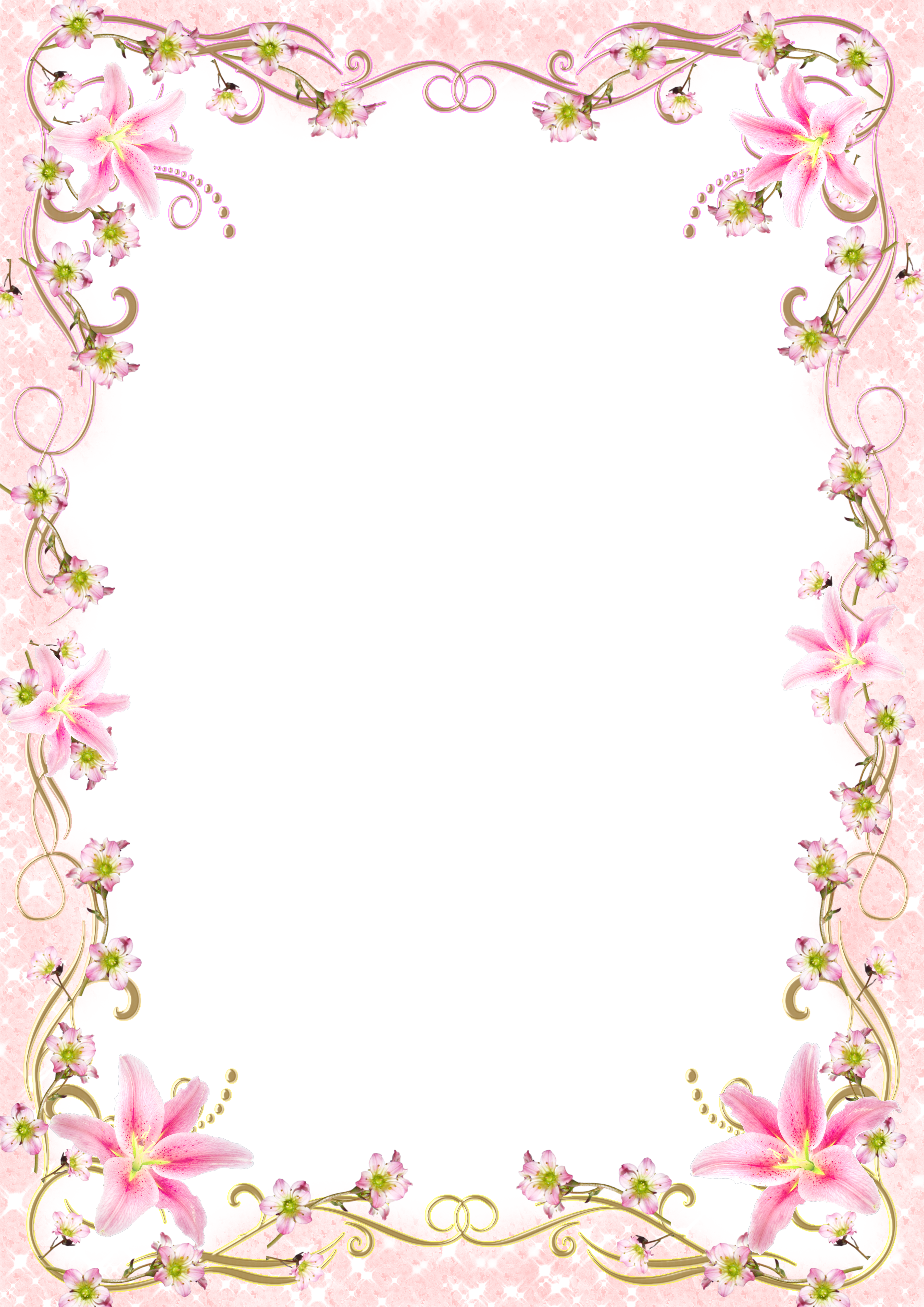Pink Picture Romantic Frame Template Floral Line Clipart