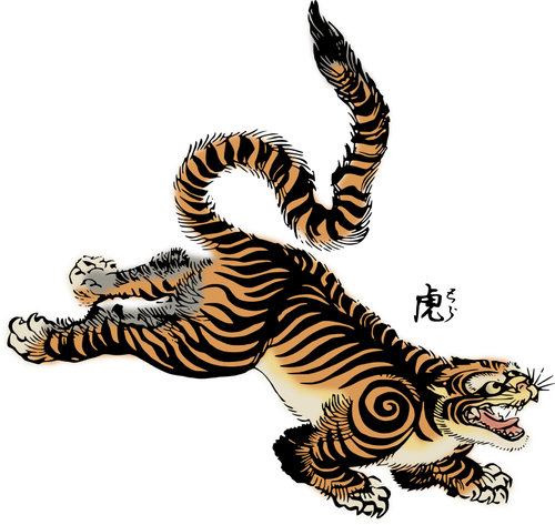 Tiger With Japanese Text Clipart