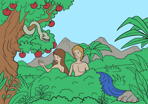 Adam And Eve In Colour Clipart