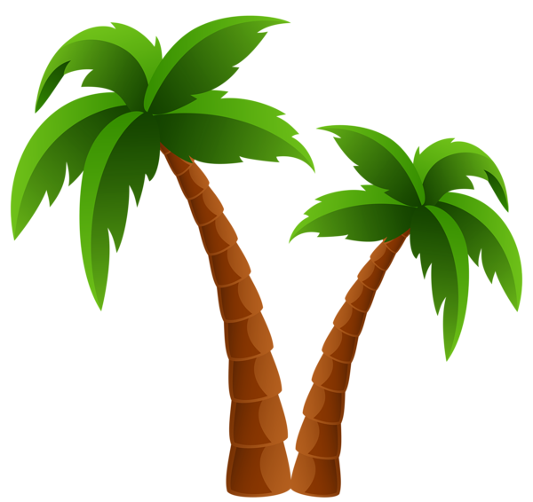 Palm Tree And Cartoons On Palm Trees Clipart