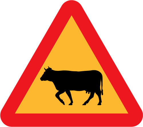 Cattle On The Road Road Sign Clipart