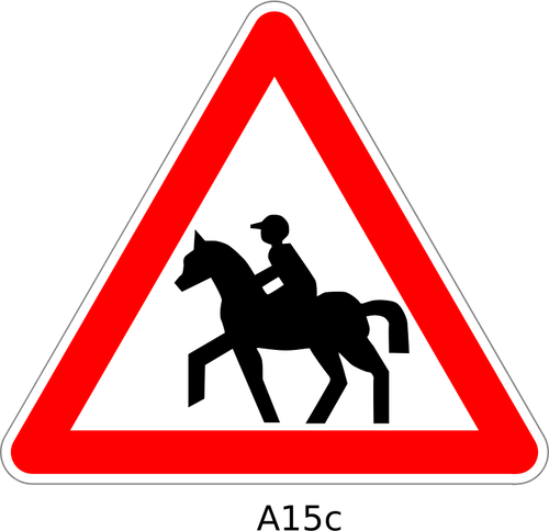 Horse Rider On Road Traffic Sign Clipart