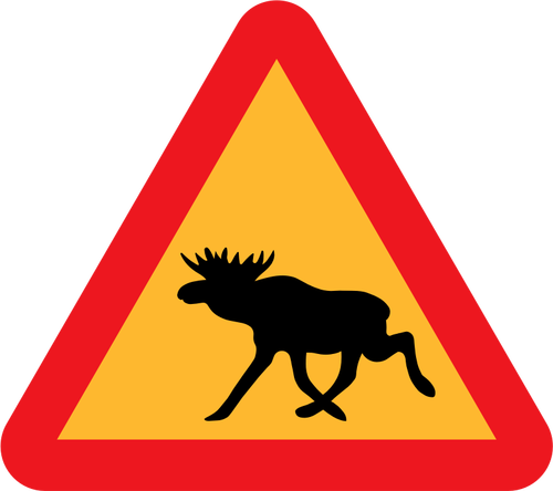 Moose On Road Traffic Sign Clipart