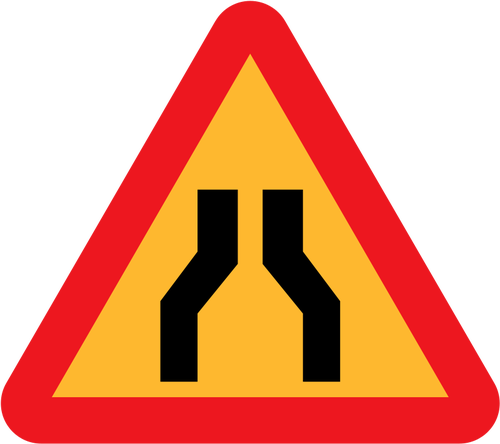 Road Narrows On Both Sides Clipart