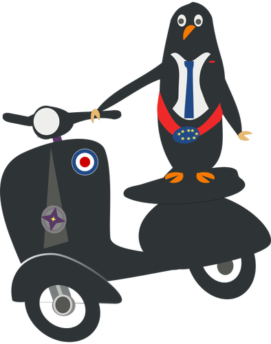 Penguin On A Scooter Clipart