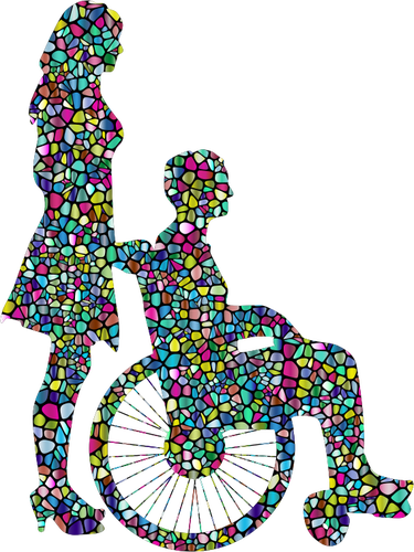 Prismatic Tiled Woman And Invalid Person Clipart