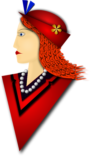 Of Elegant Woman With Red Hat Clipart