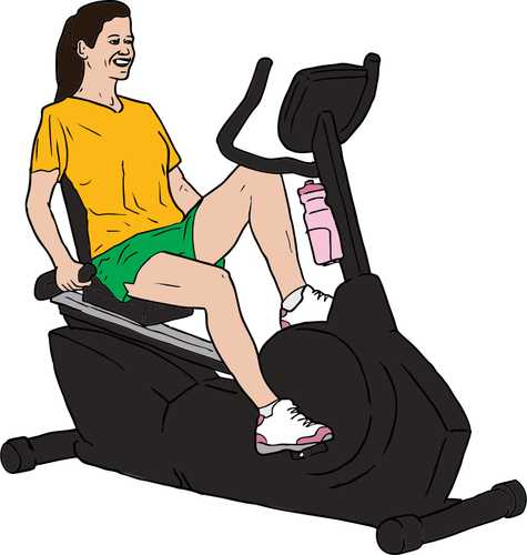 Of Woman Exercising On Recumbent Exercise Bike Clipart