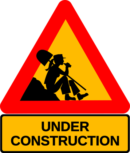 Woman On Under Construction Sign Clipart