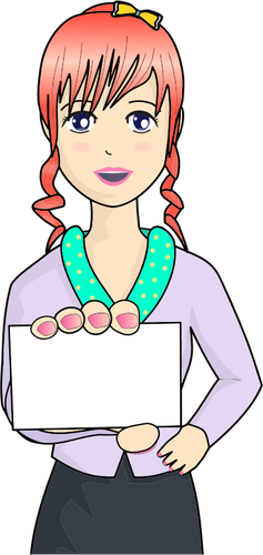 Woman Holding Card Clipart