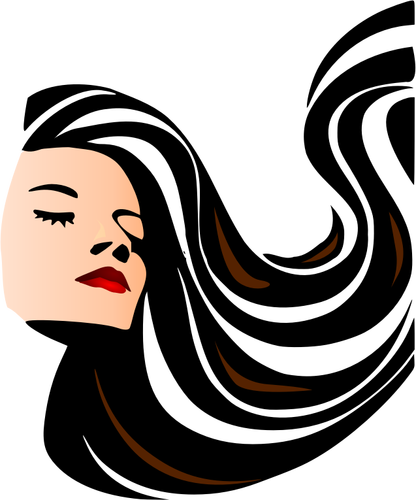 Of Beautiful Woman With Long Wavy Hair Clipart