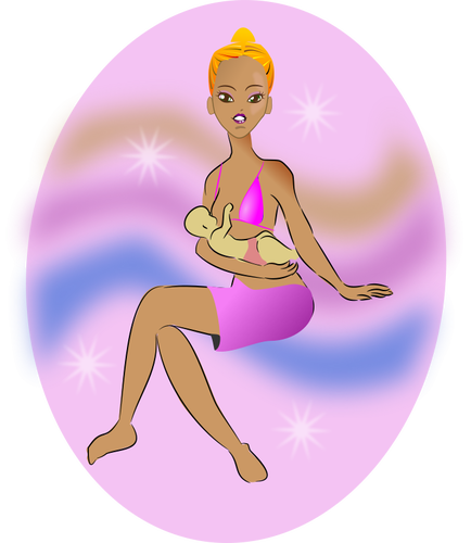 Of Woman With A Baby Clipart