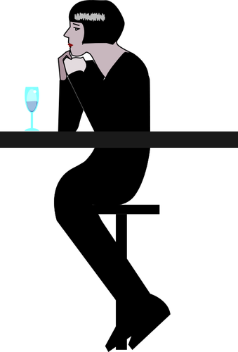 Woman Having Drink Clipart