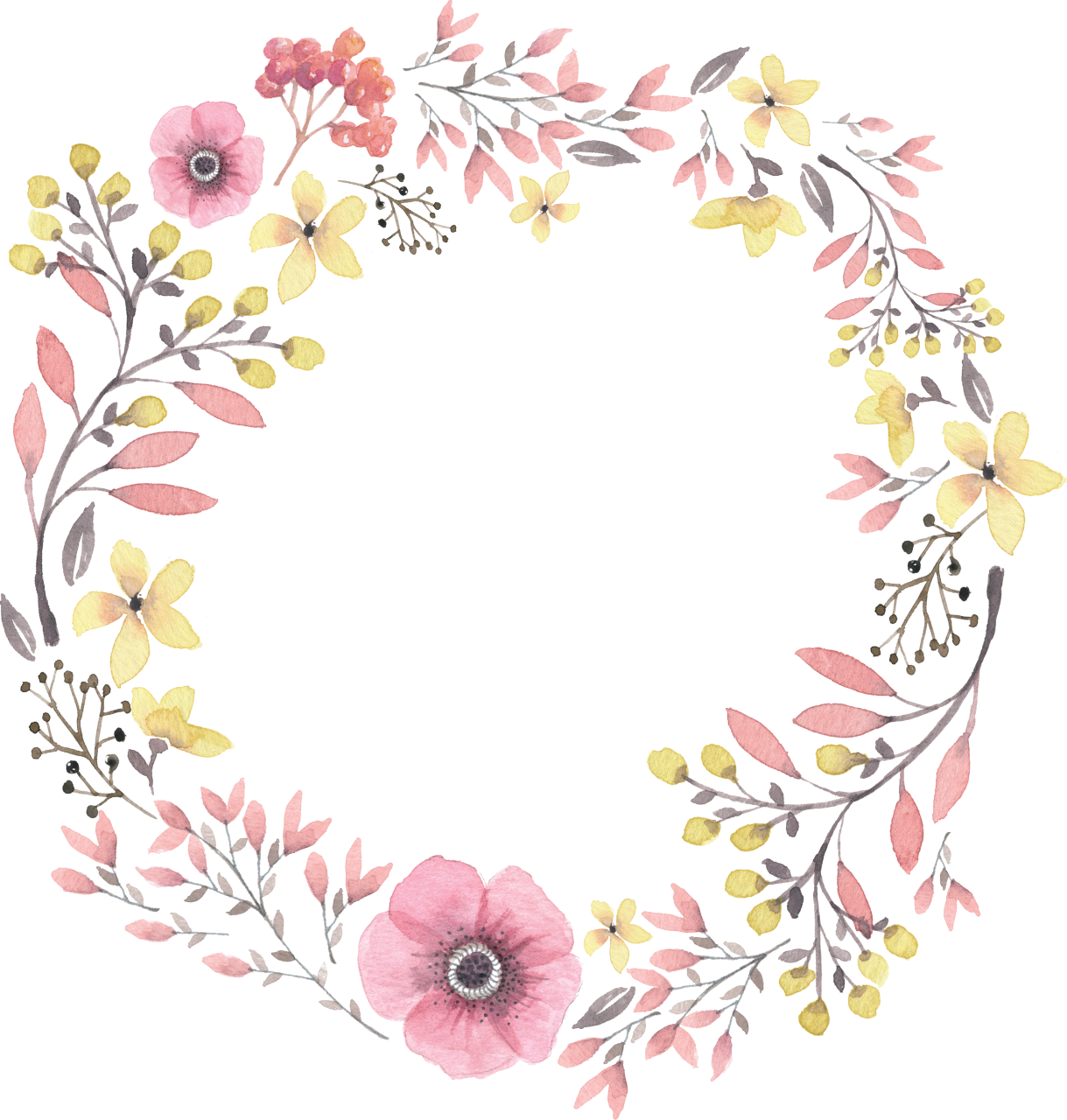 Painted Wreath Hand Watercolor Wreaths Iphone Clipart