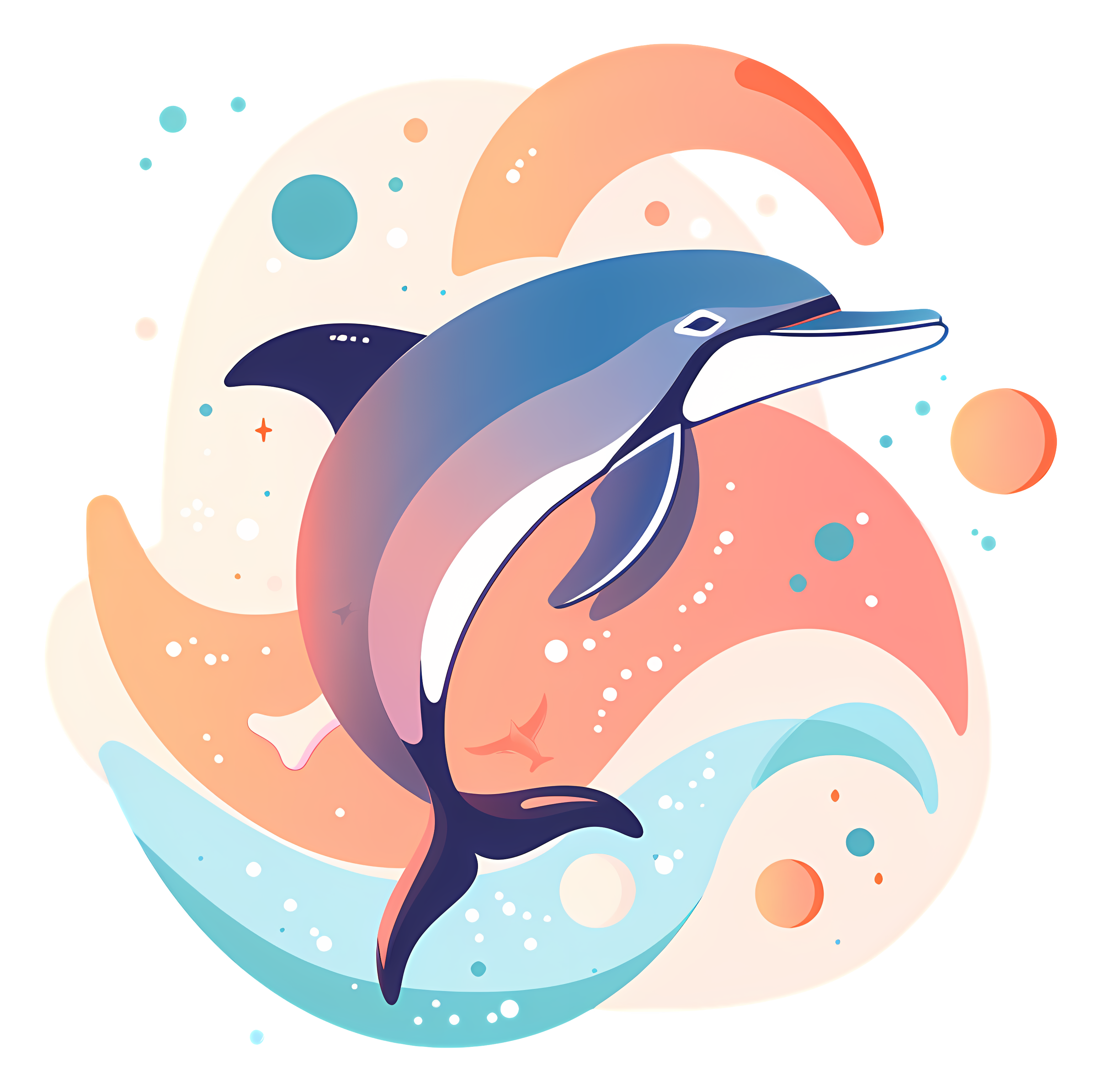 Colorful abstract dolphin jumping out of water Clipart