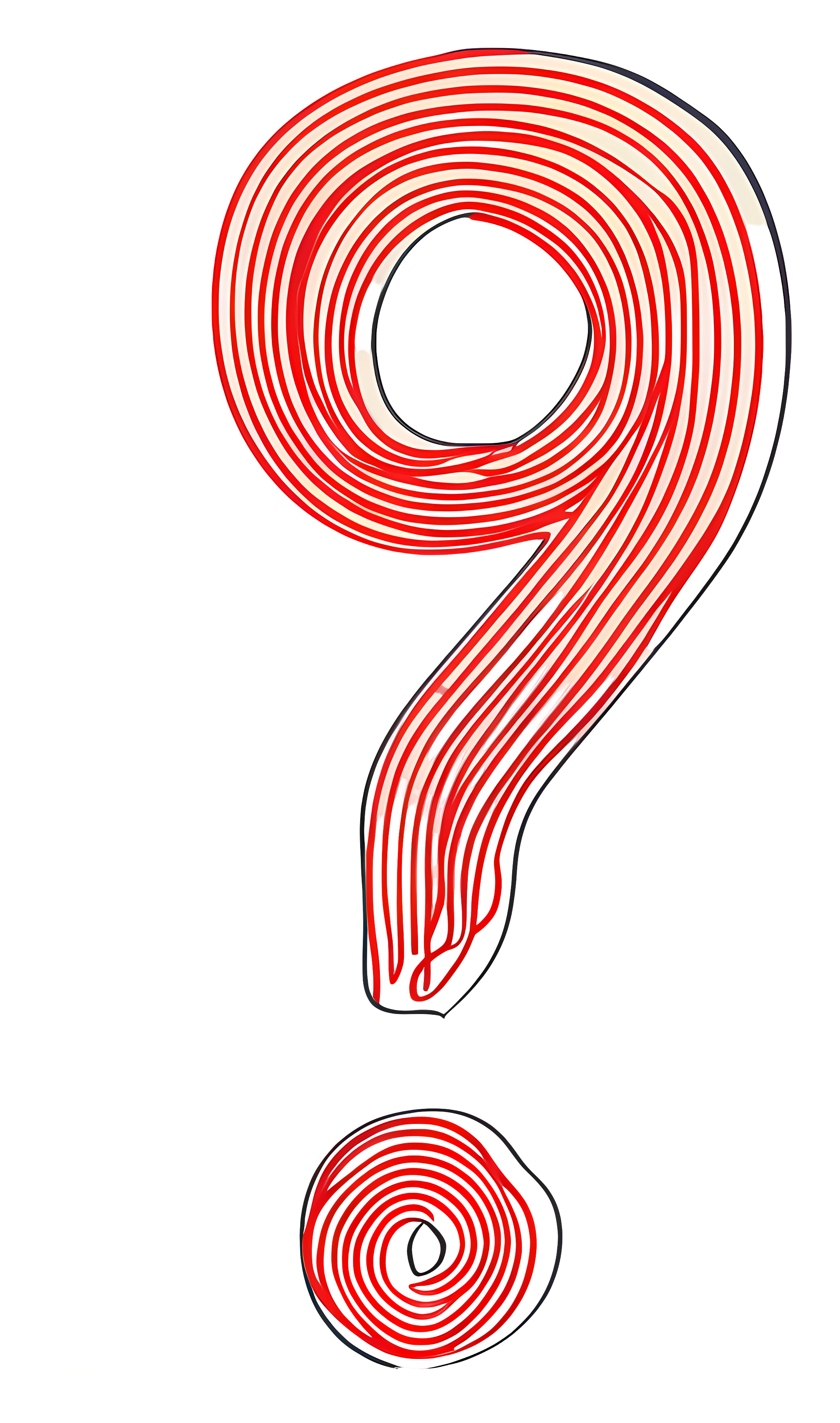 Red glowing question mark made of spirals Clipart