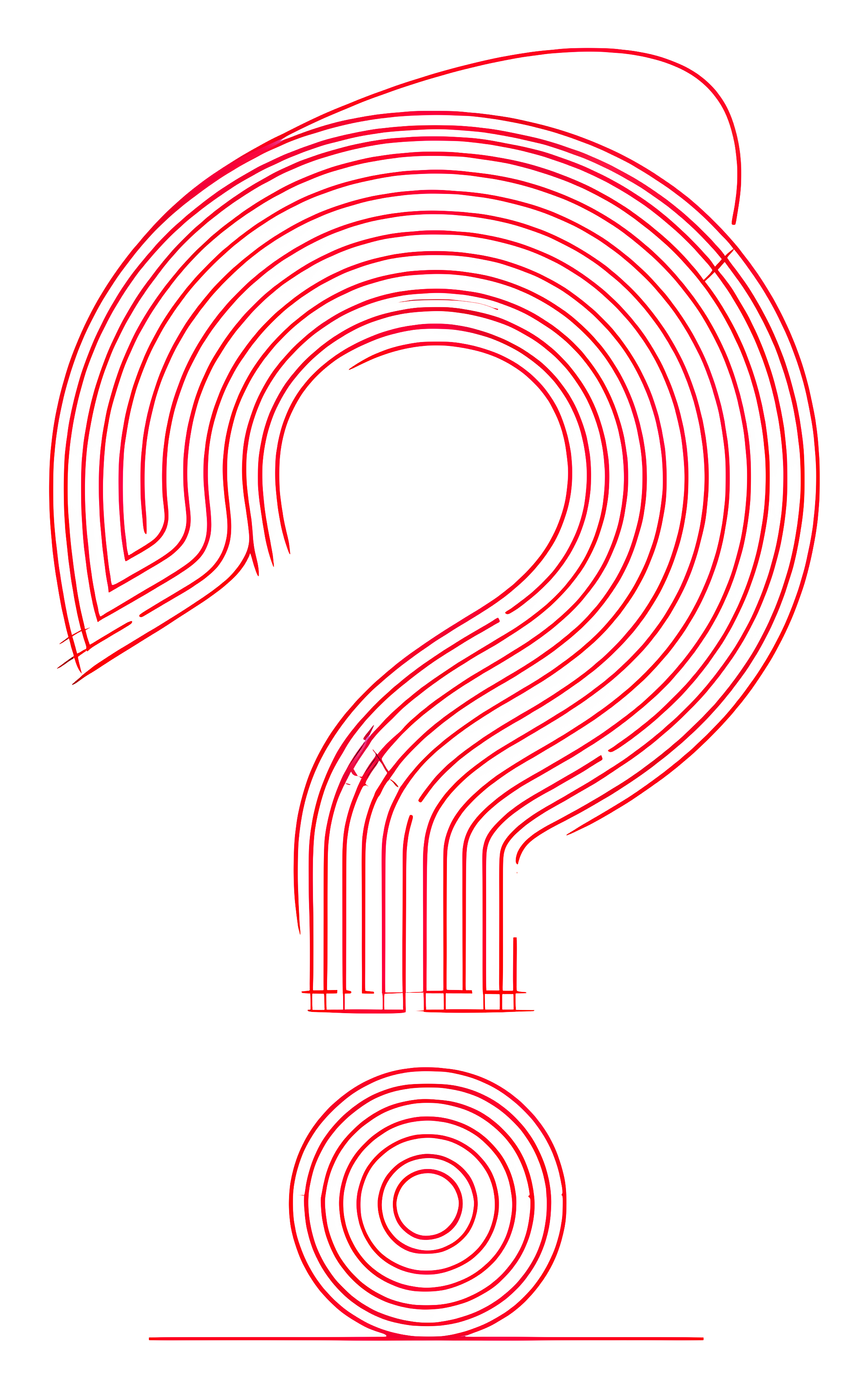 Physics-inspired red question mark on black Clipart