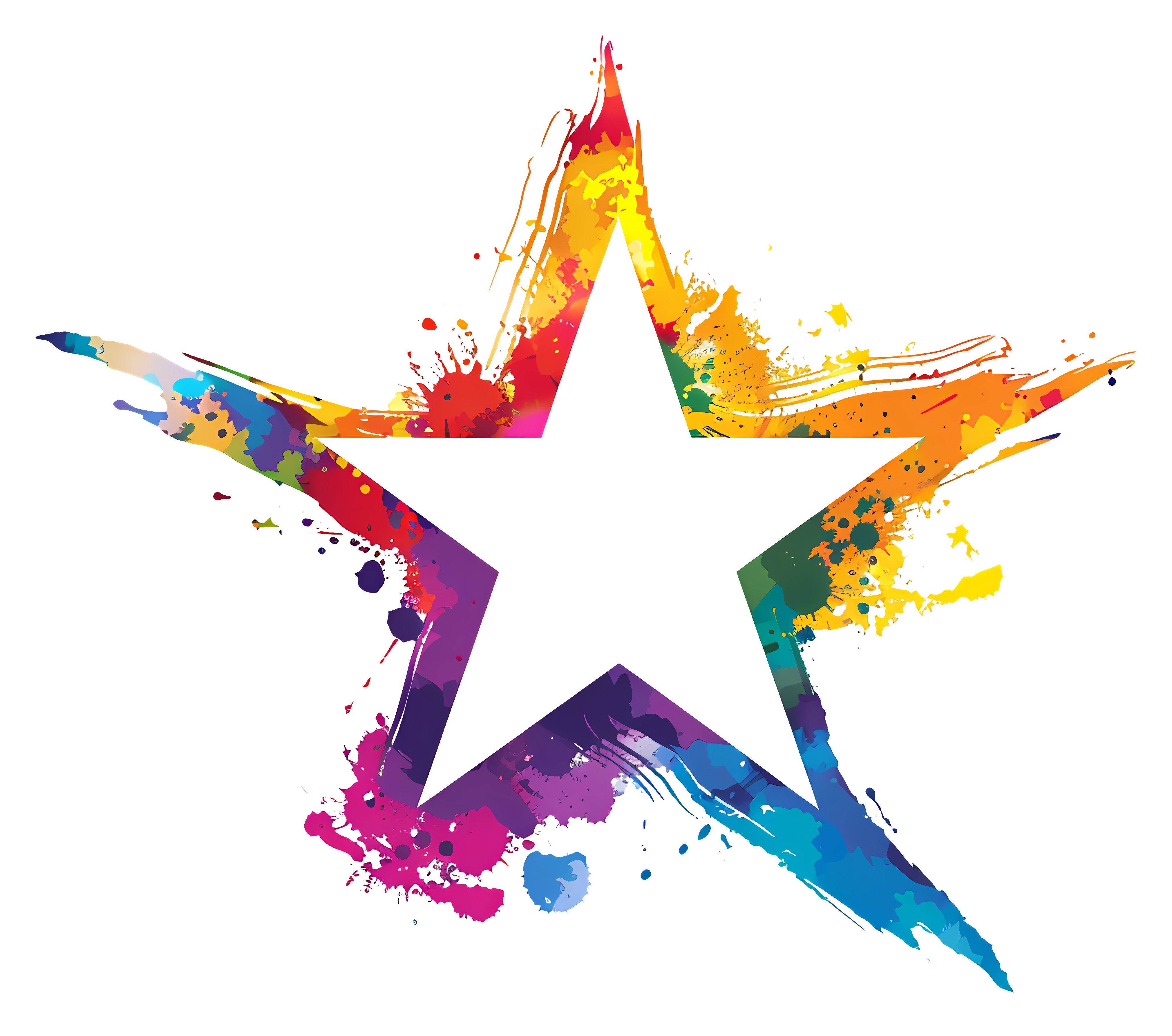 Colorful paint splatter on black star Clipart