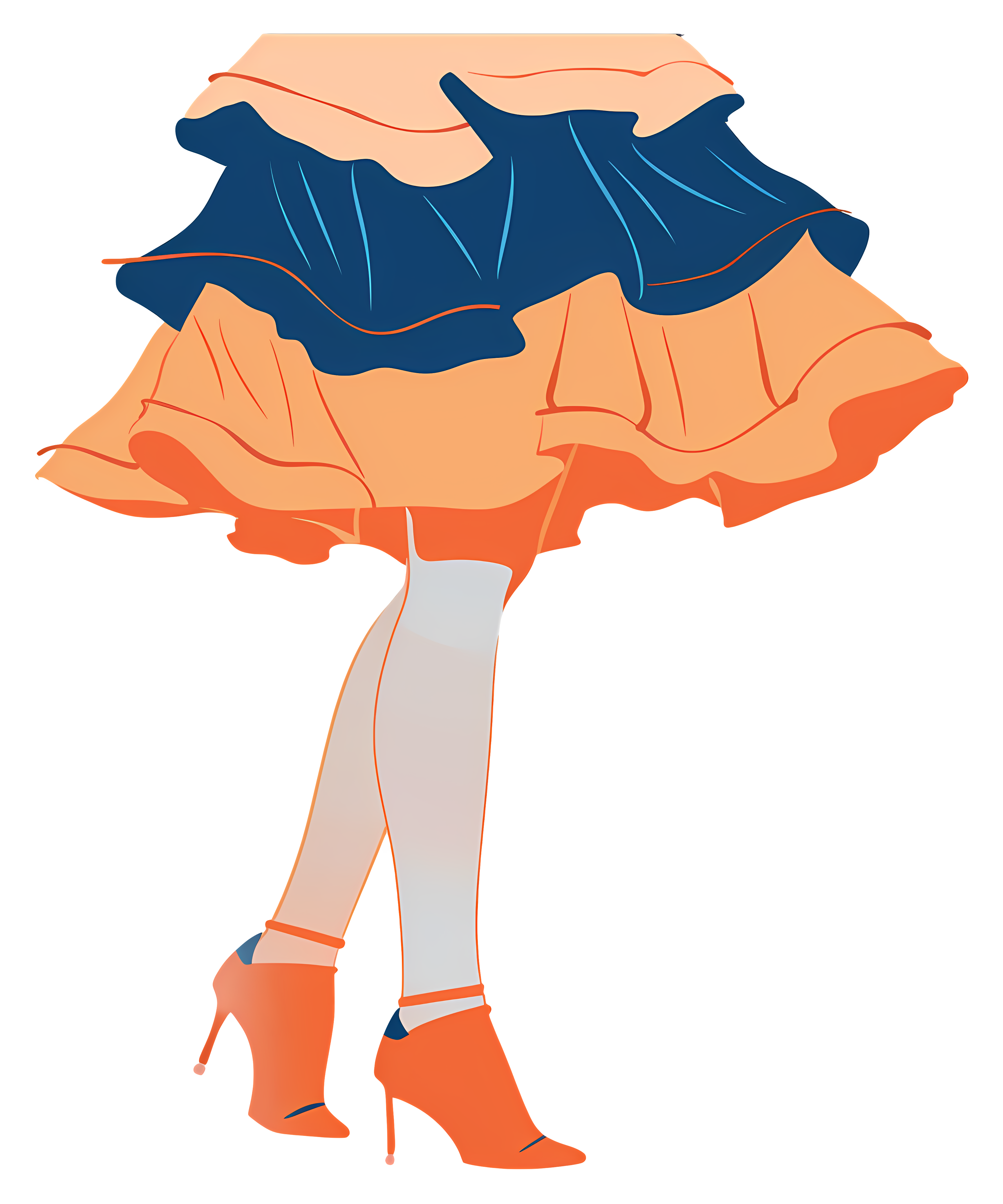 Woman in blue and orange dress, accessories Clipart