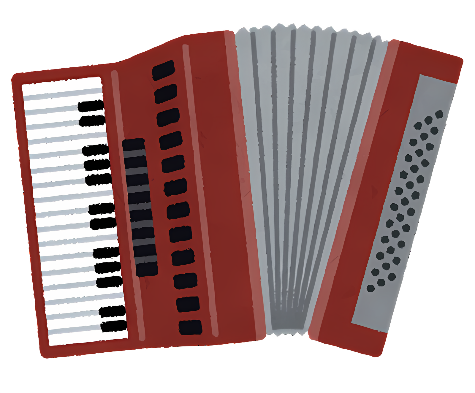 Accordion illustration with red body and black keys Clipart