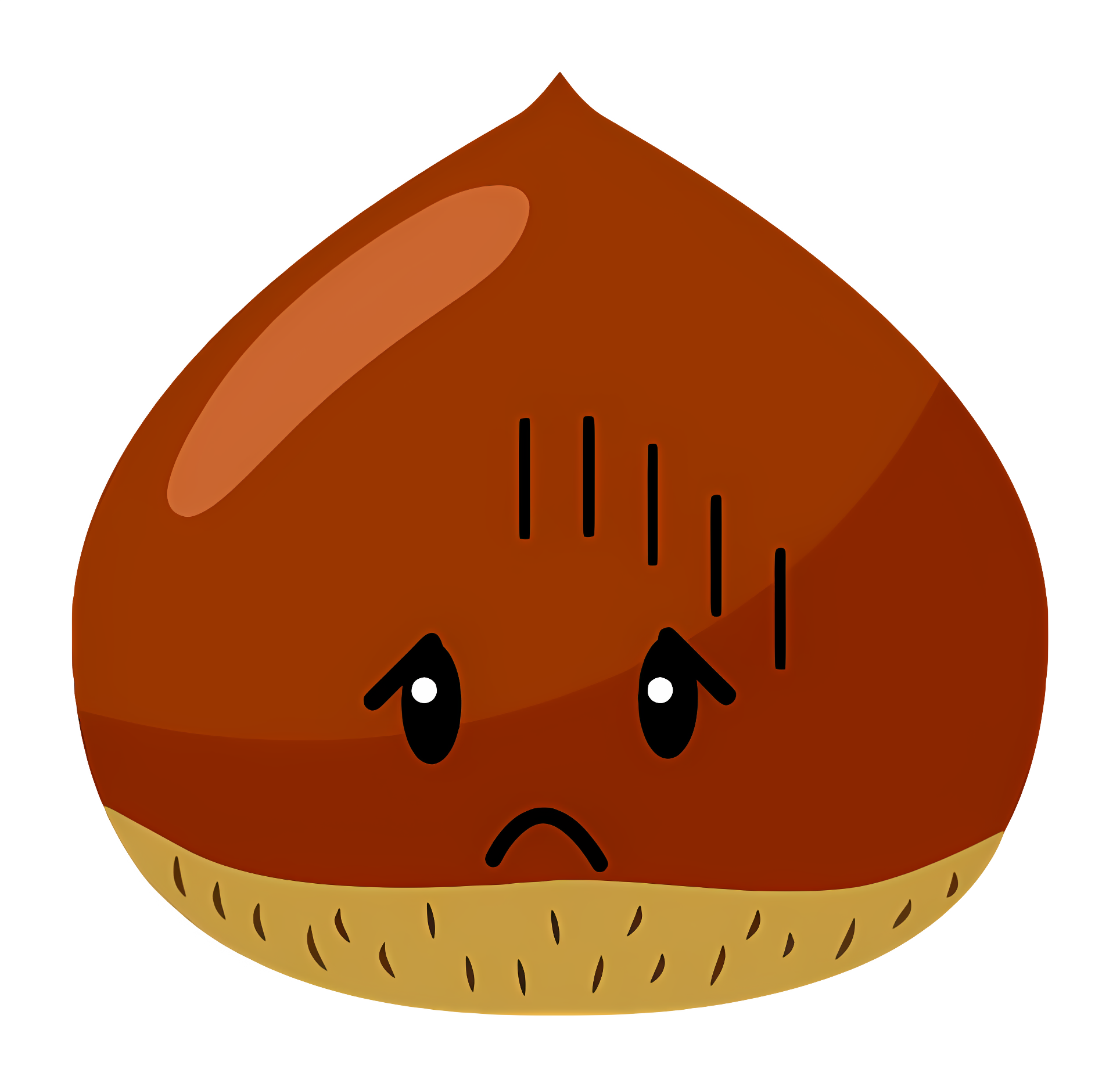 Sad acorn with hollow center on black background Clipart