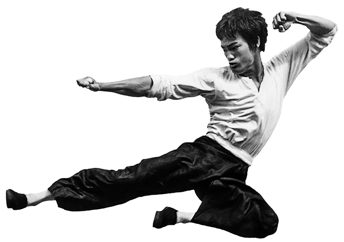 Statue Of Bruce Lee Black And White Clipart