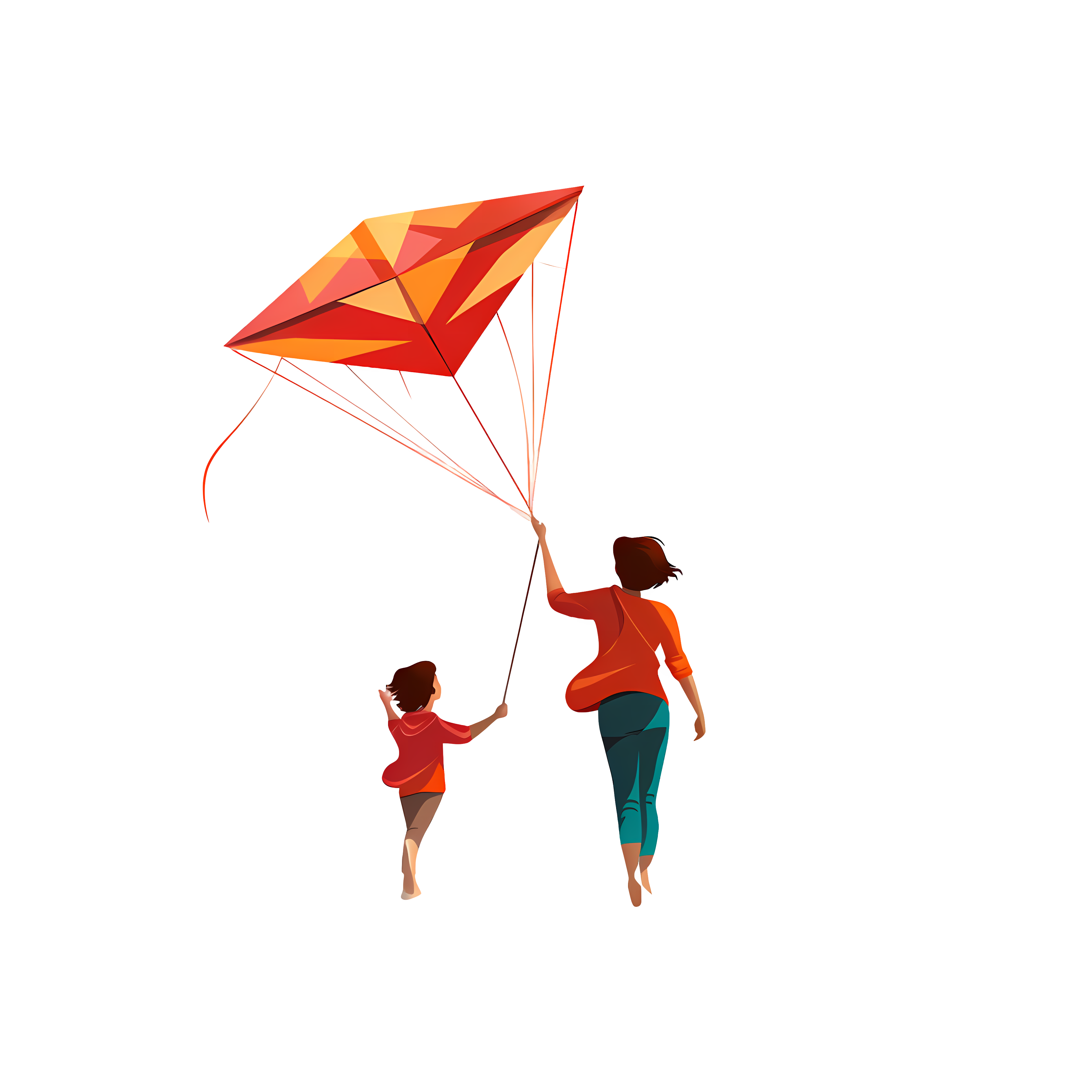 kite flying day girl kite flying child Clipart