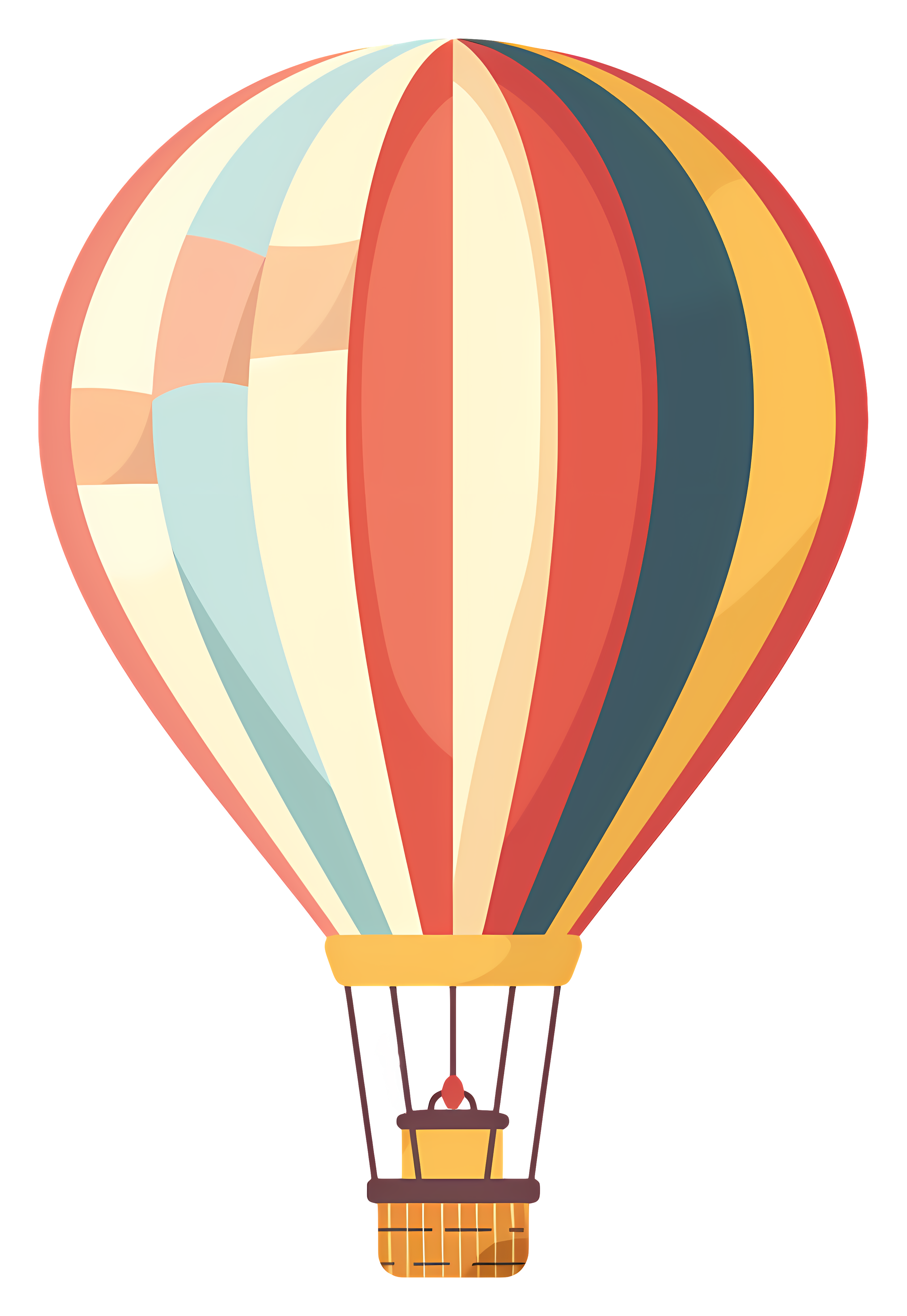 Colorful striped hot air balloon in sky Clipart