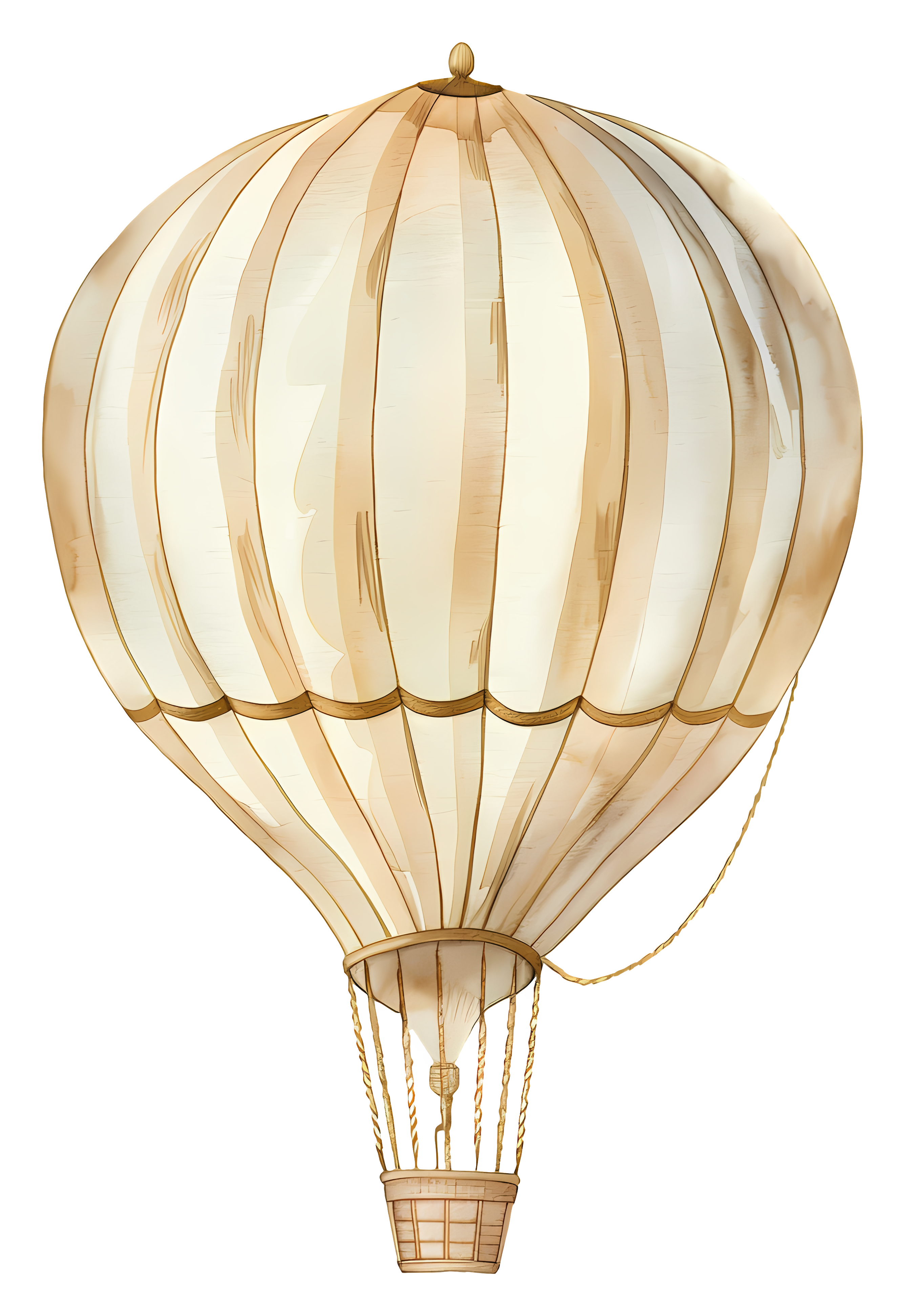 Vintage brown hot air balloon watercolor painting Clipart