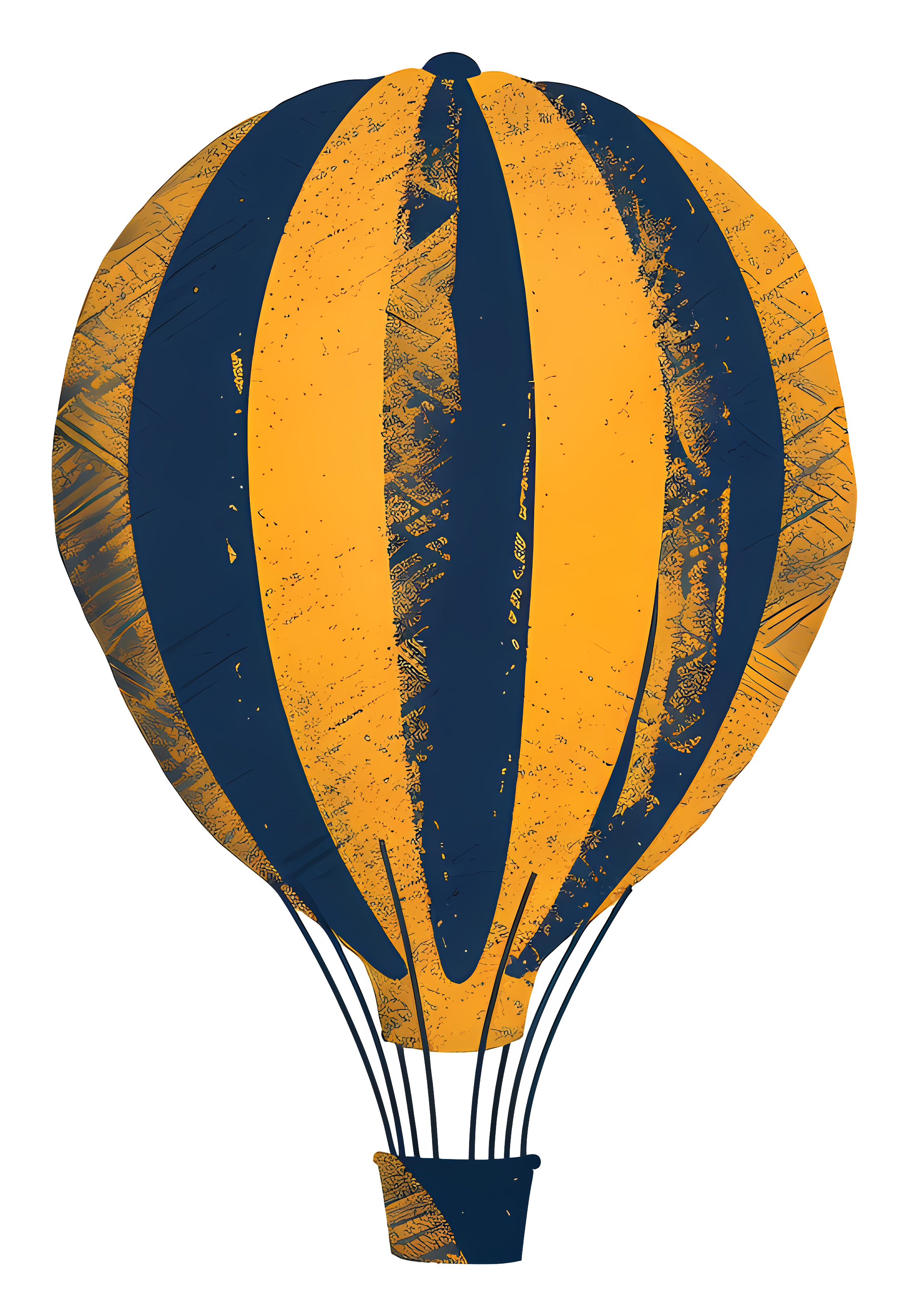 Yellow hot air balloon with blue stripe Clipart