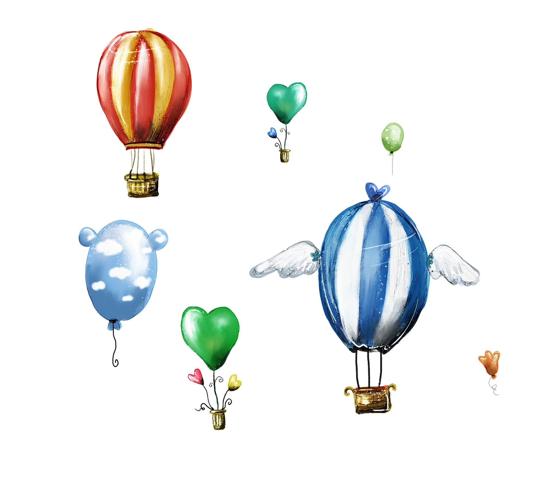 Hot Air Balloon Watercolor Clipart