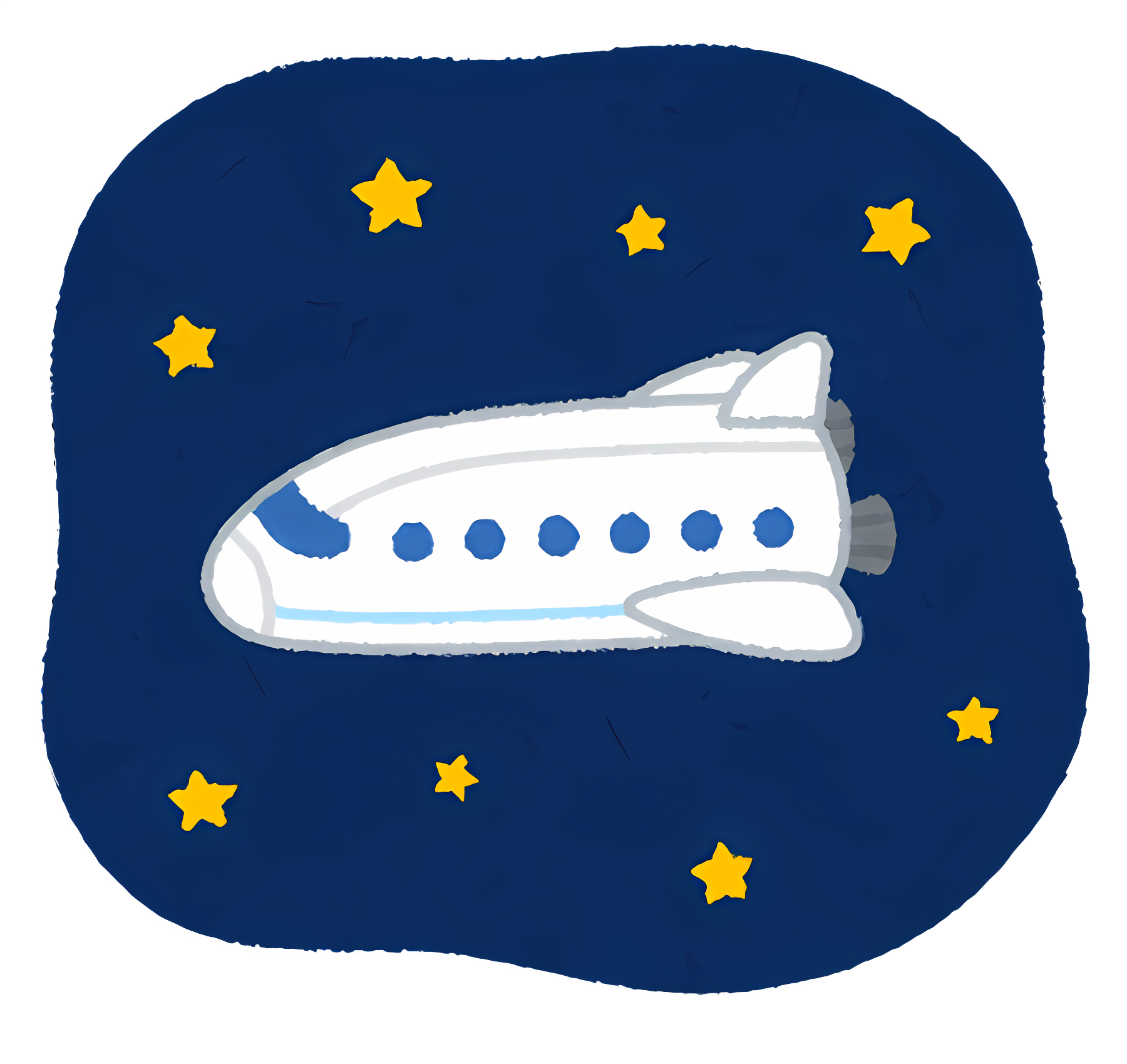 Toy airplane flying over starry night sky Clipart