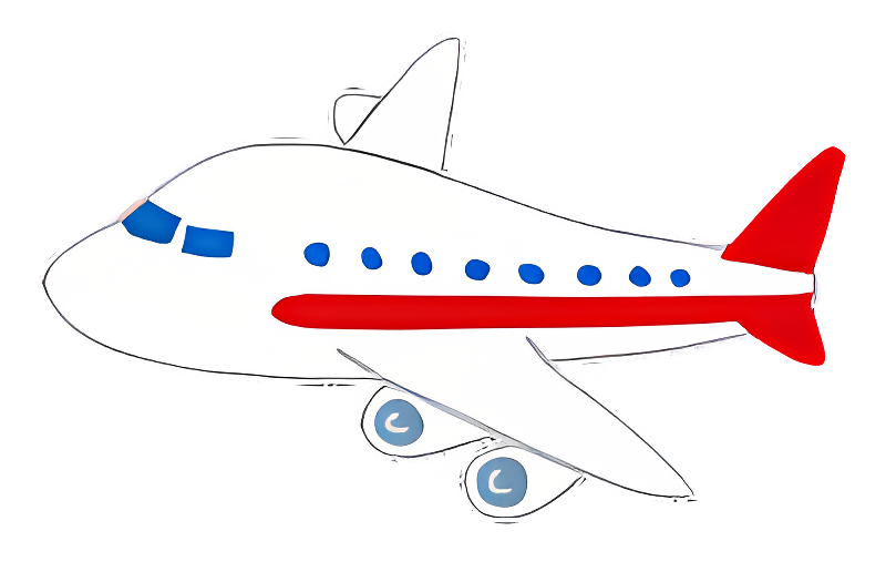 Red and white airplane with blue tail flying Clipart