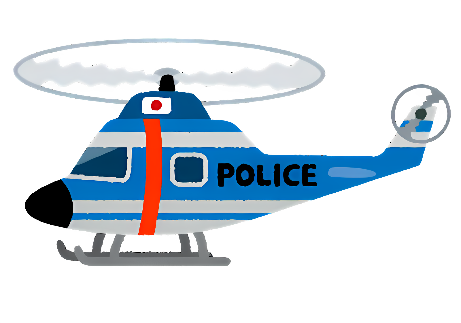 Unmarked blue police helicopter hovering in clear sky Clipart