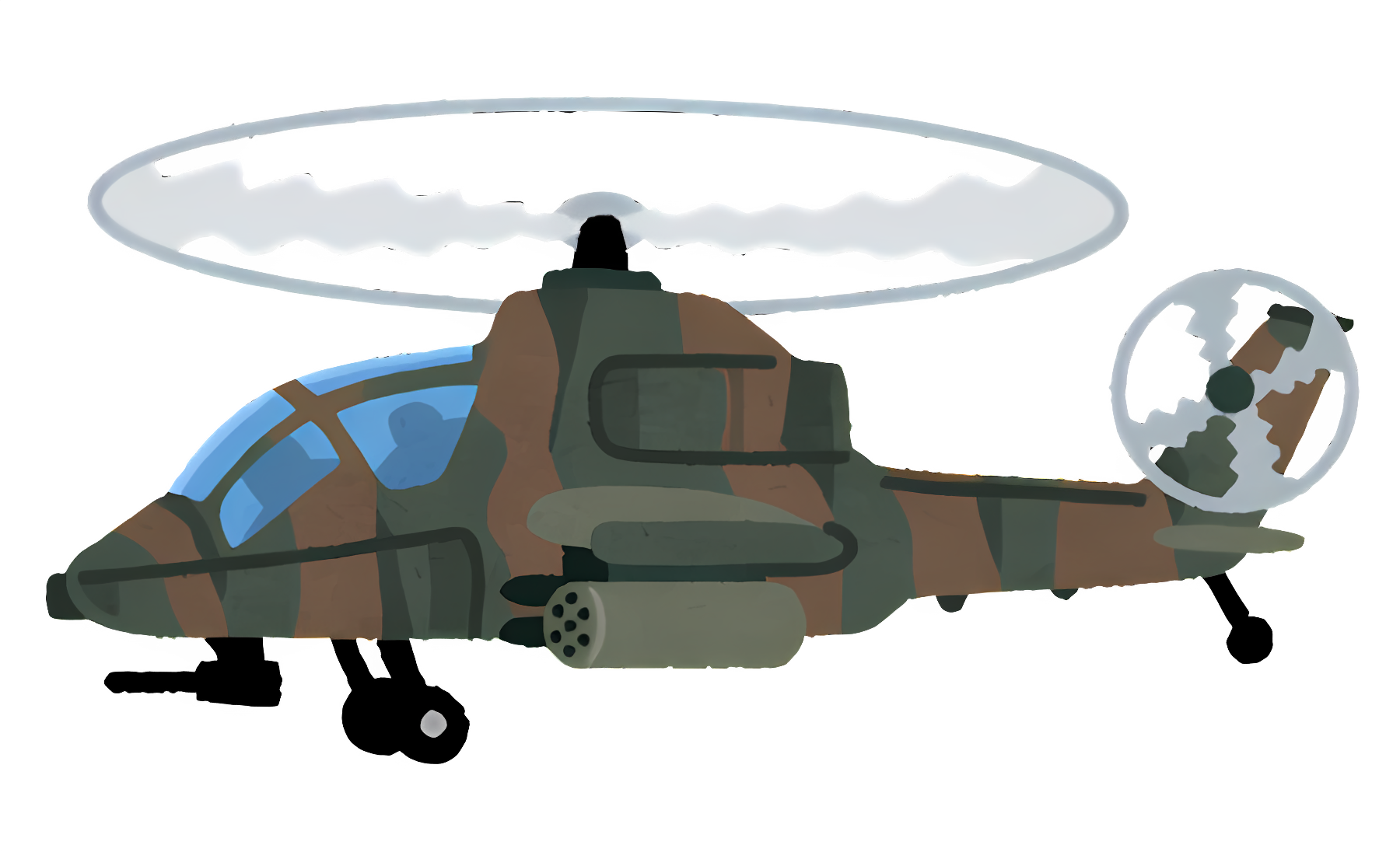 Low quality image of dark attack helicopter Clipart