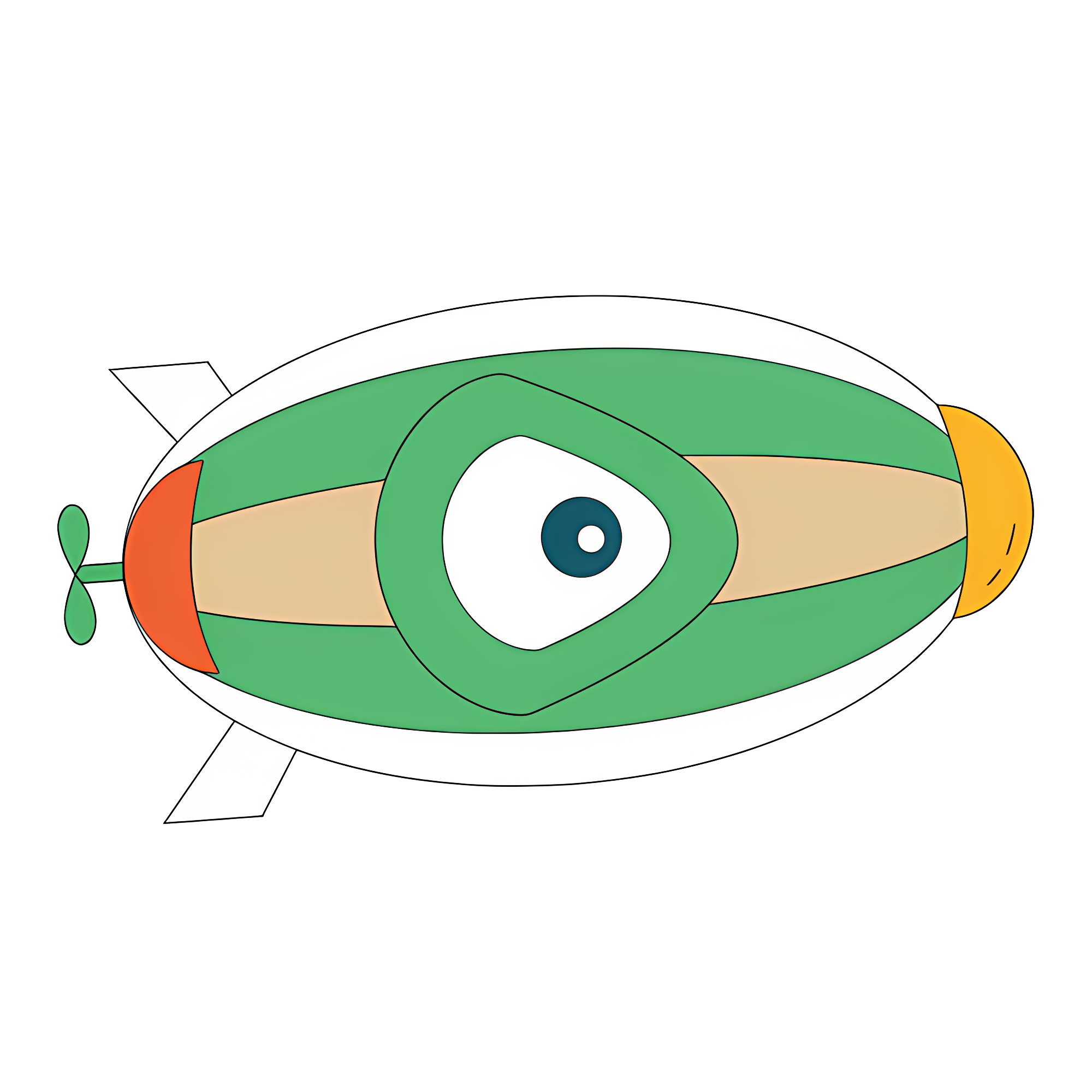 Cartoon aircraft with big eye and wings Clipart