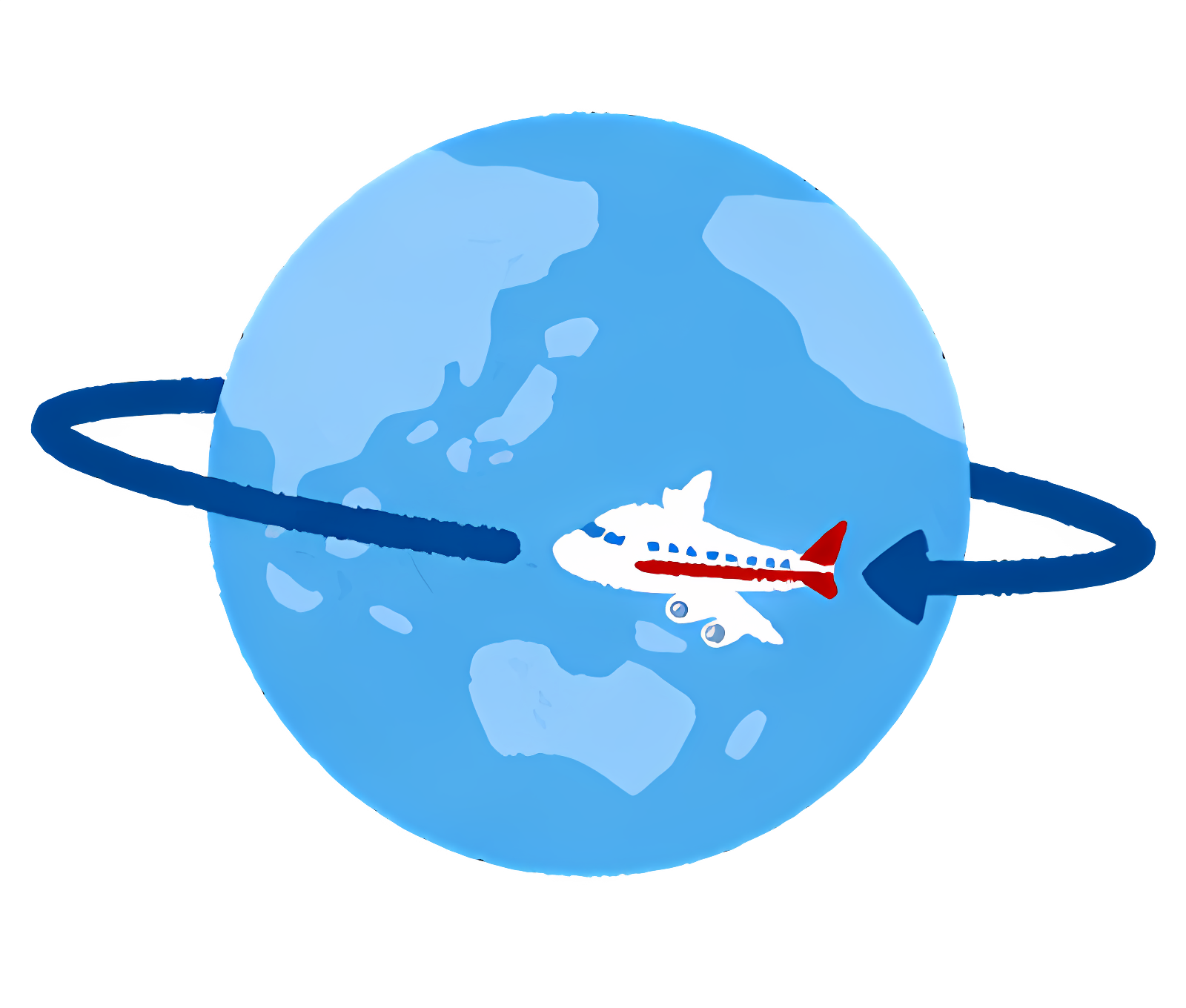 Red and white plane flying over blue ocean Clipart