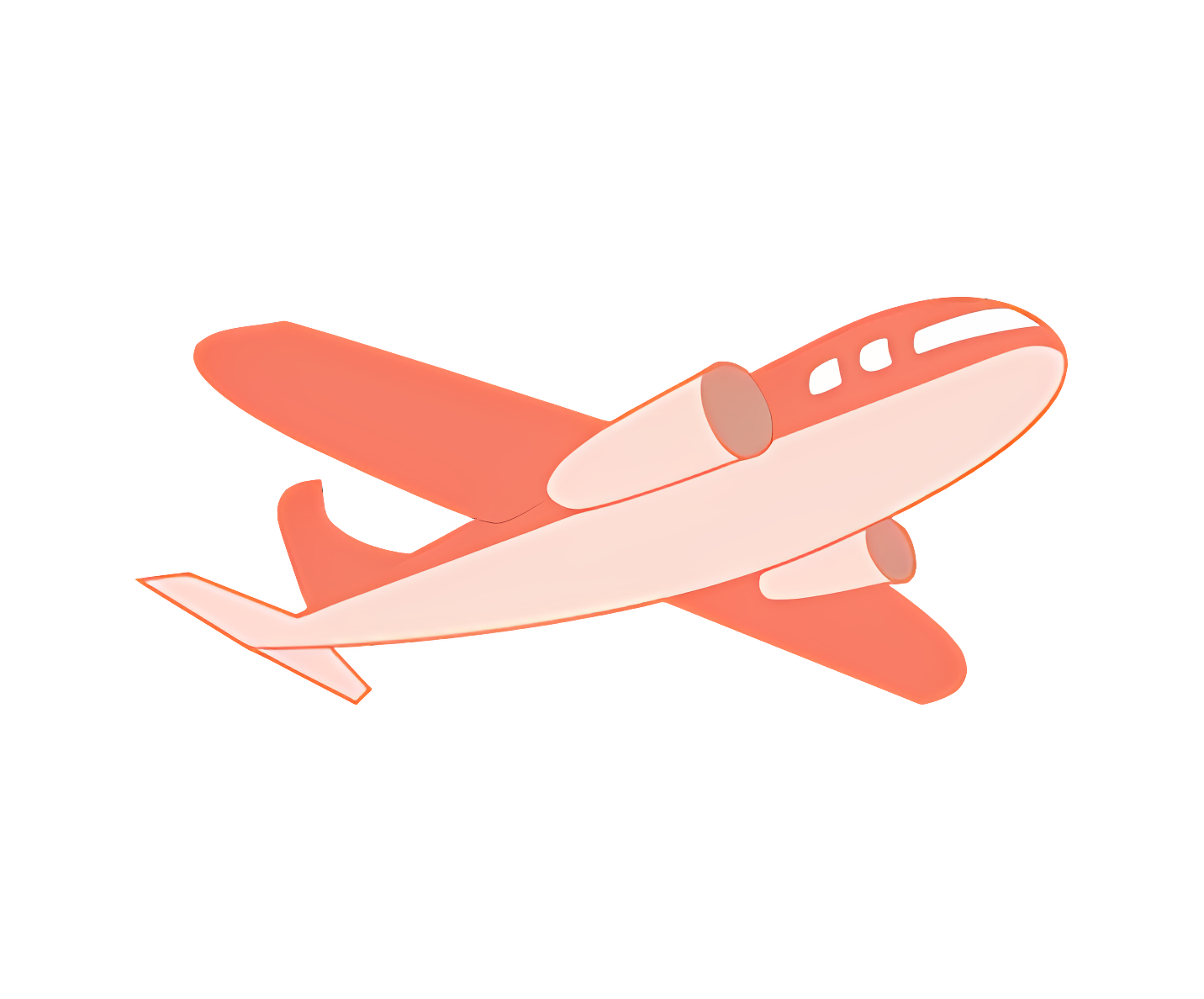 Small white plane with orange wings flying Clipart