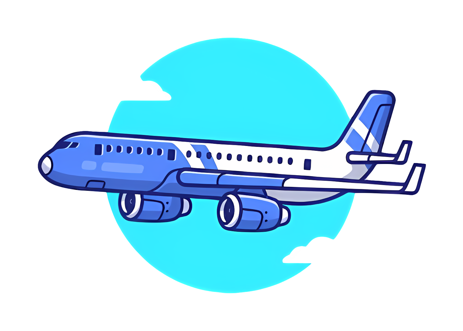 Cartoon-style vector illustration of blue airplane Clipart