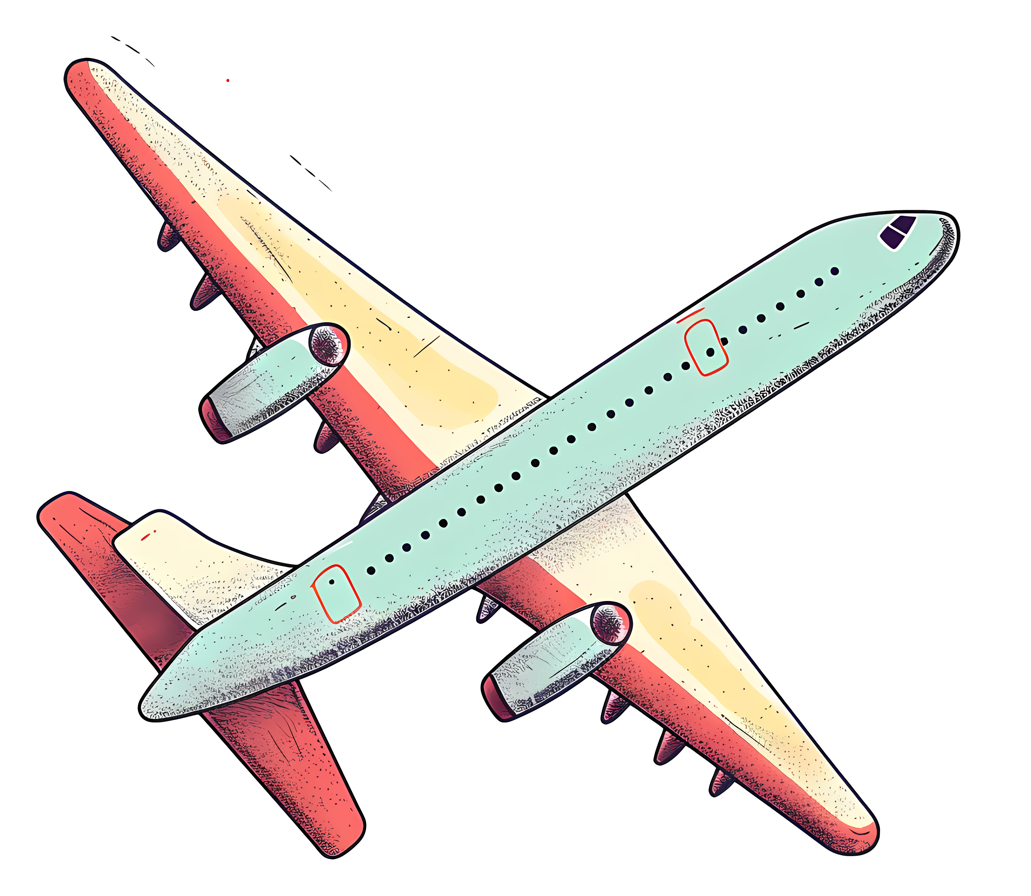 Vibrant airplane flies through the sky Clipart