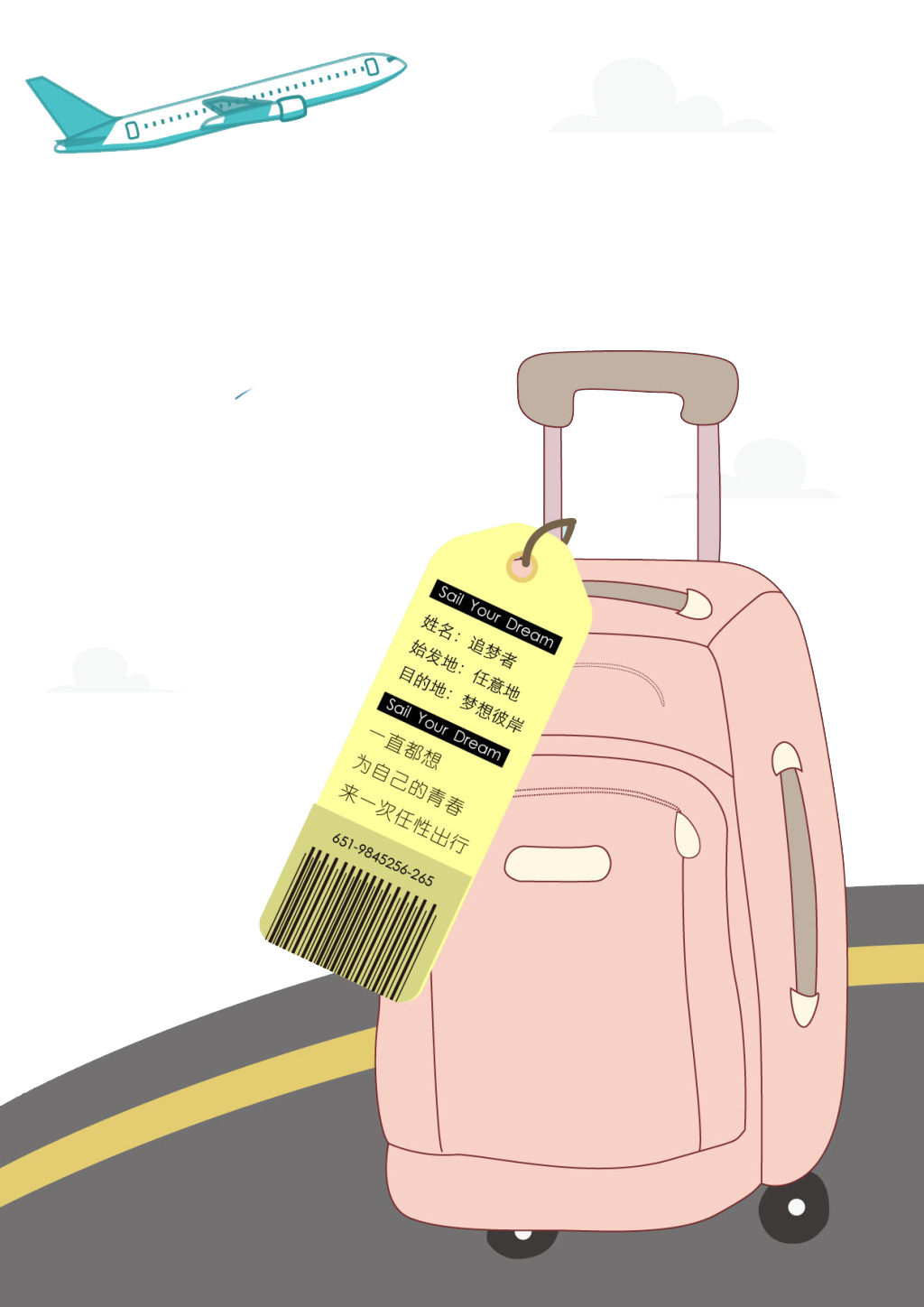 Airplane Suitcase Aircraft Elements Cartoon Free HQ Image Clipart