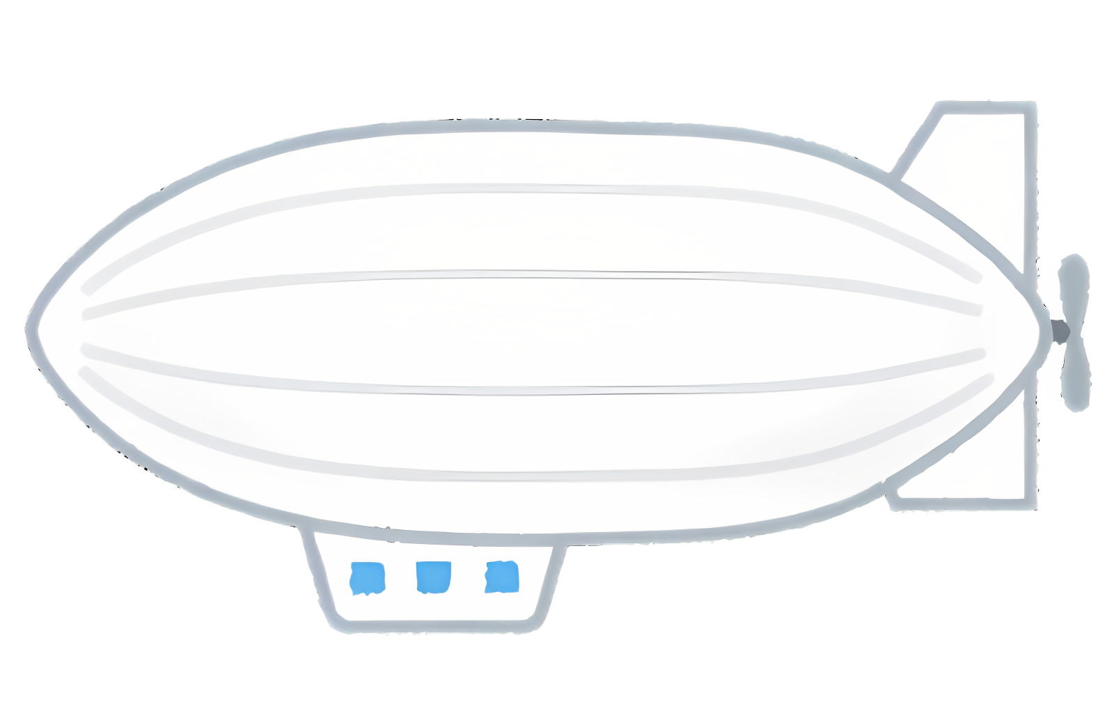 Large white airship with blue striped tail Clipart