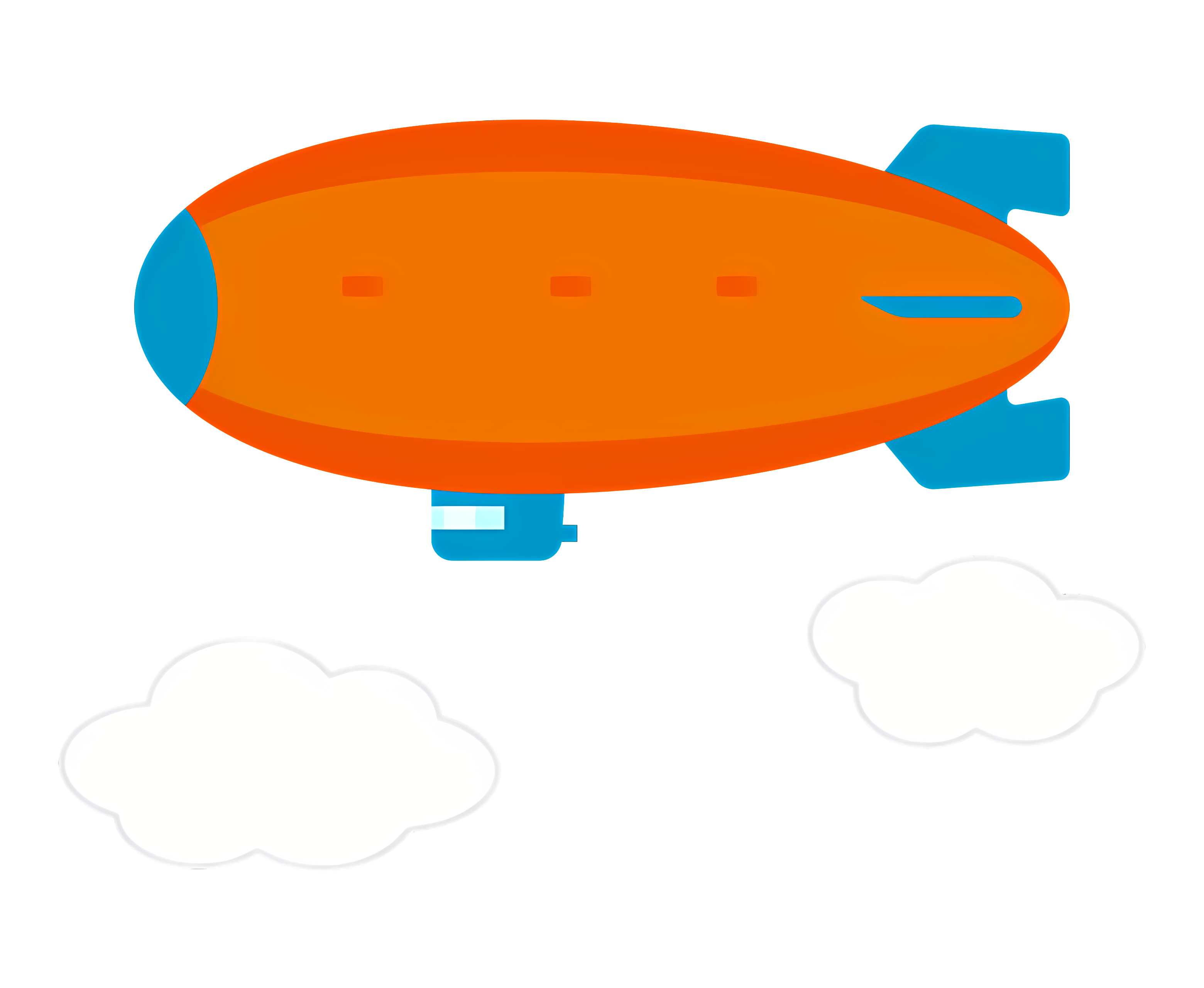 Bright, playful airship flying among fluffy clouds Clipart