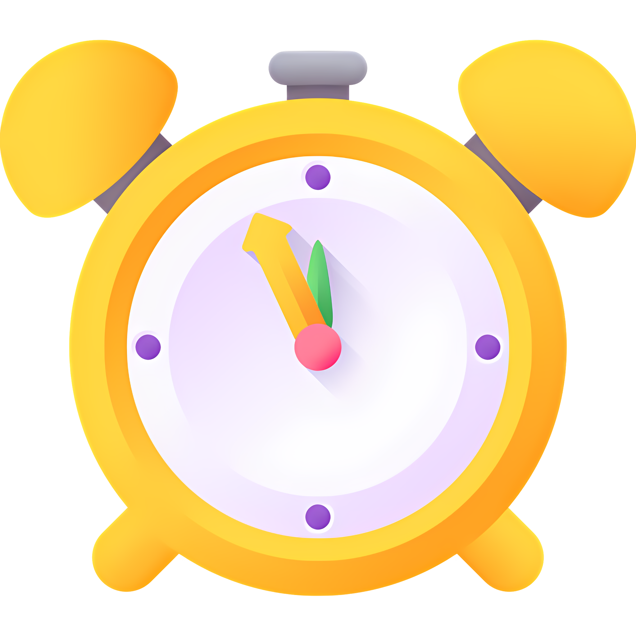 Yellow alarm clock with second hand and red arrow about to go off on a black background Clipart
