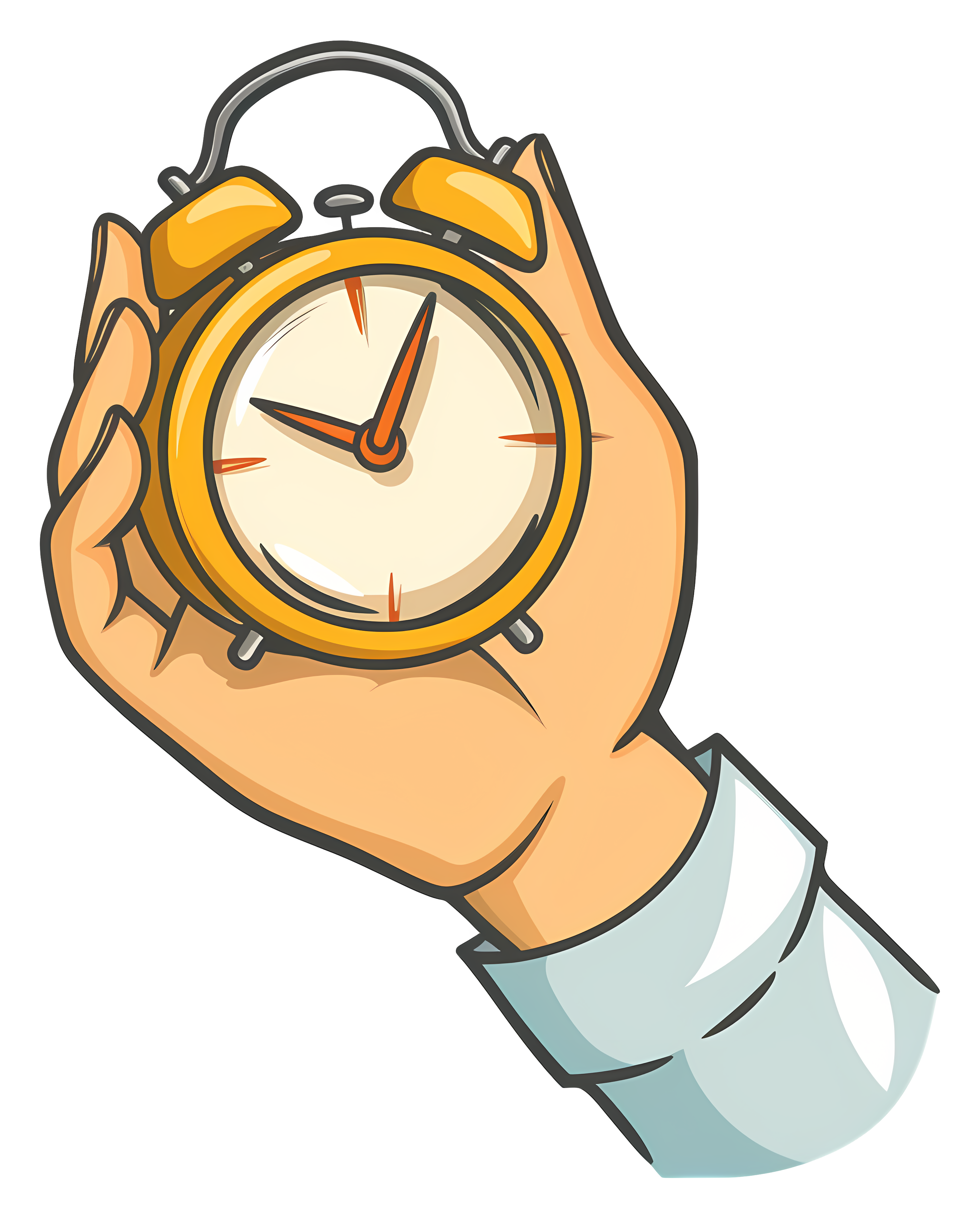 Person holding yellow clock with black background Clipart