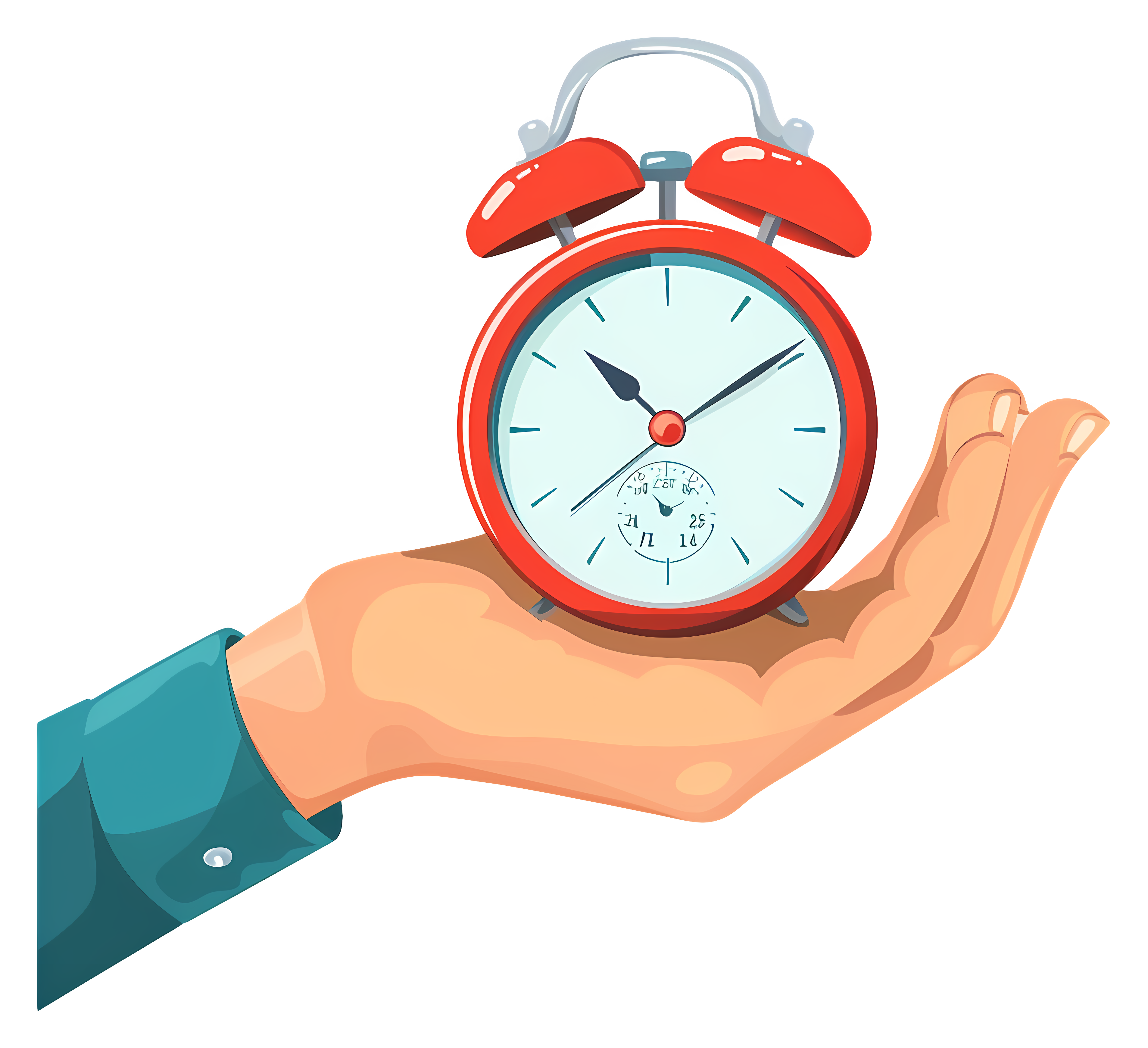 Hand holding red clock on black background Clipart