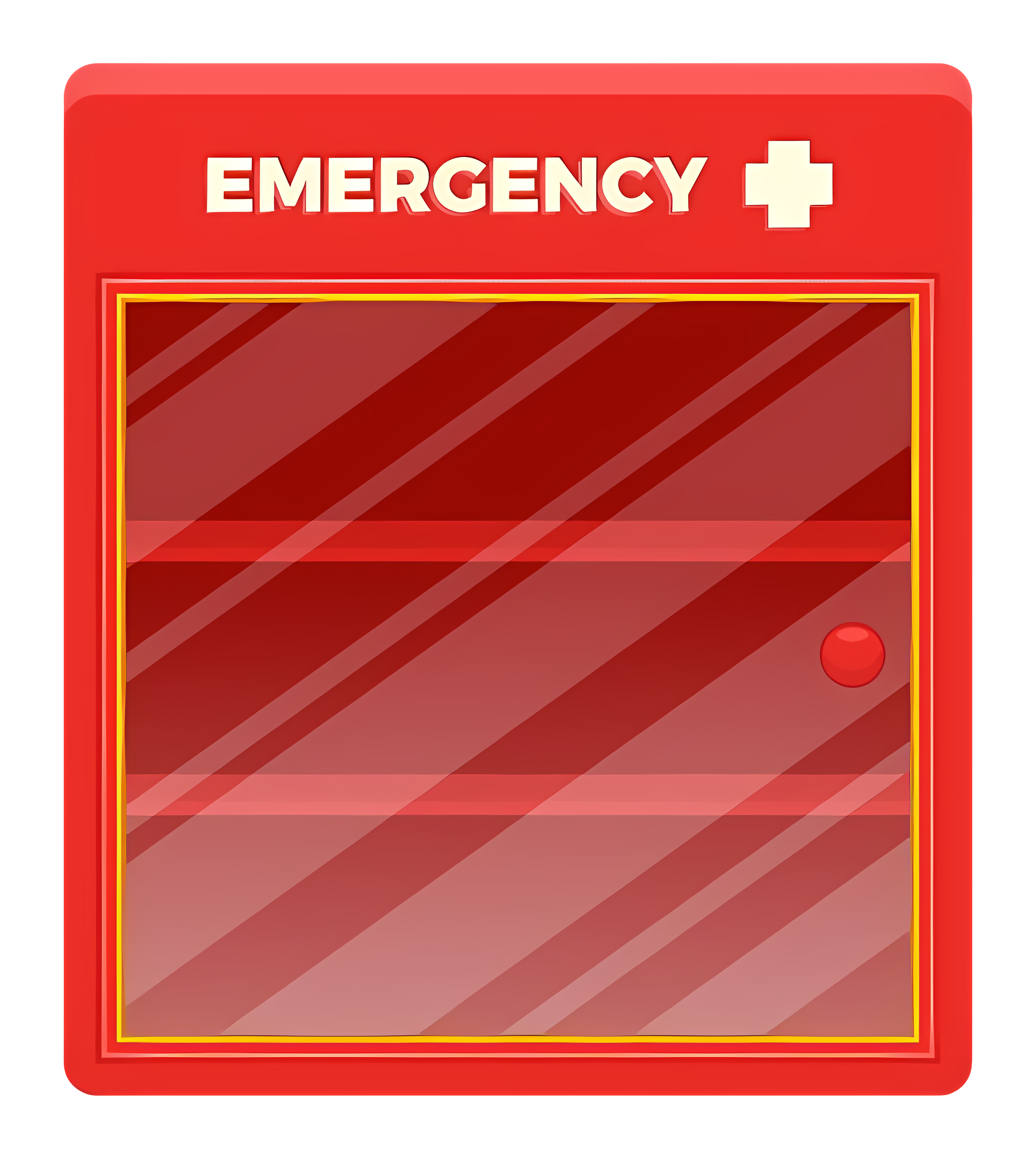 Red square fire alarm box, cross indicating medical emergency Clipart